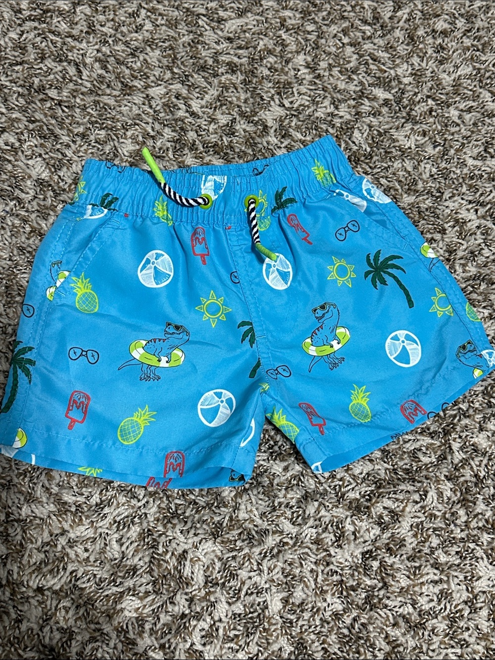 Andy & Evan Bright Blue Tropical Print Swim Shorts